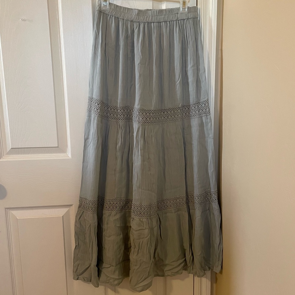 Sim and Sam sage green boho maxi skirt